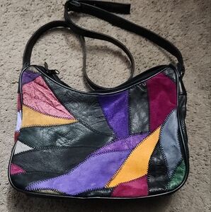 Real Leather patchwork purse